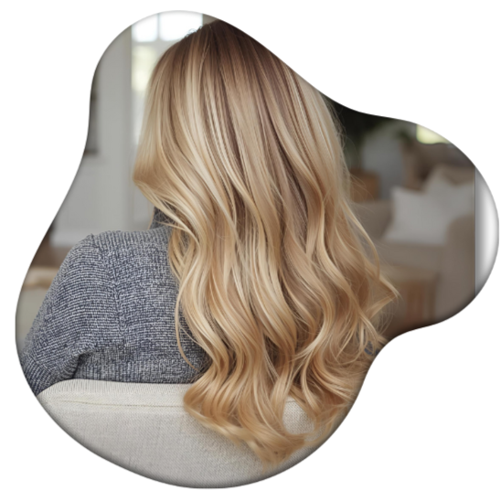 strong healthy nourished hair woman with long blonde hair